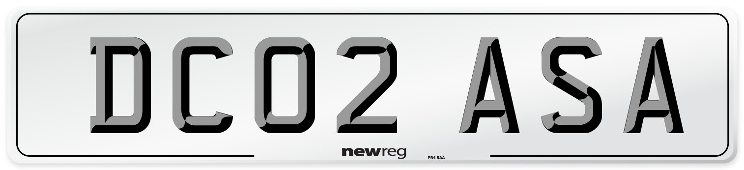 DC02 ASA Number Plate from New Reg